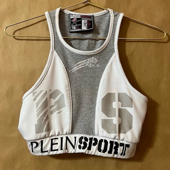 Philipp Plein Sport Girl Power Sports Bra Top Cropped Tank Racerback Size L - Picture 1 of 16